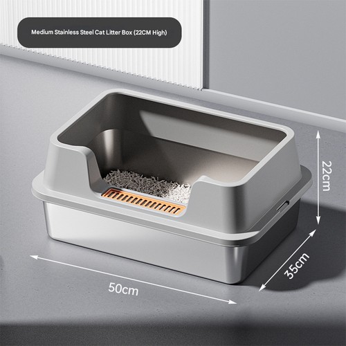 Stainless steel cat litter box - litter,