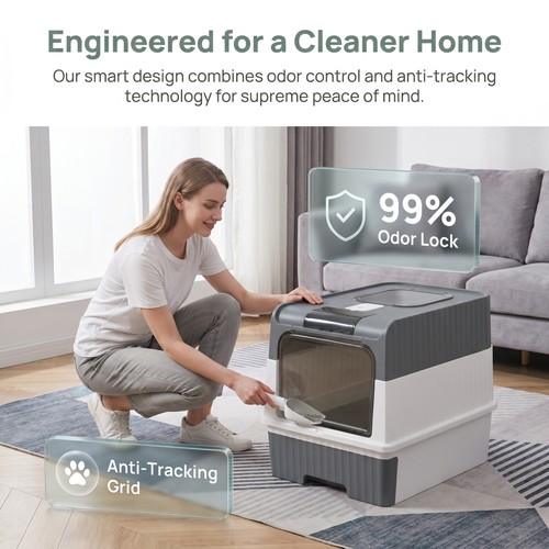 Cat litter box enclosed - litter,