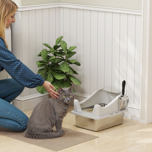 Stainless steel cat litter box - steel,