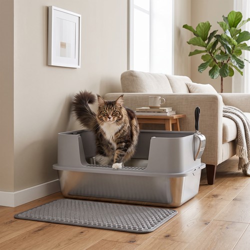 Stainless steel litter box - steel,