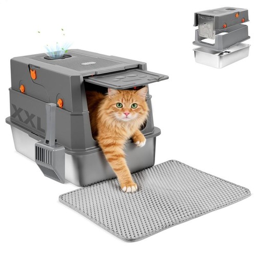 Stainless steel cat - stainless, litter