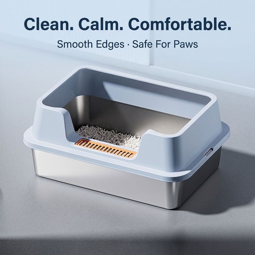 Stainless steel cat litter box - cat,