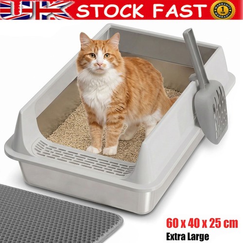 Stainless steel cat litter box - steel,
