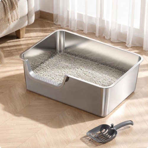 Stainless steel litter box - stainless,