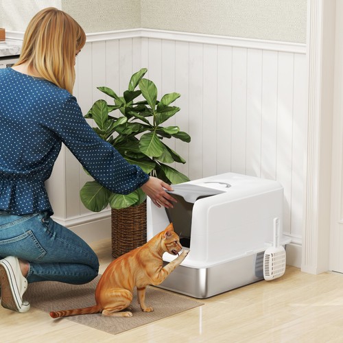 Stainless steel cat litter box - stainless,