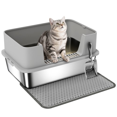 Pawhut stainless steel litter - stainless,