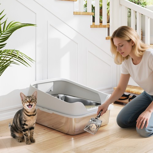 Pawhut stainless steel cat - stainless,
