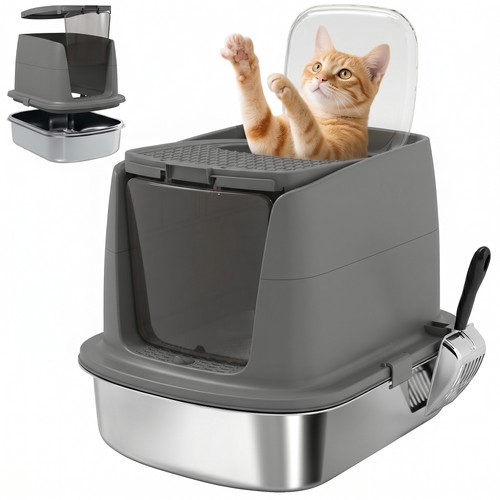 Pawhut stainless steel litter - stainless,