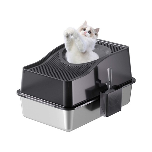 Stainless steel cat litter box - stainless,