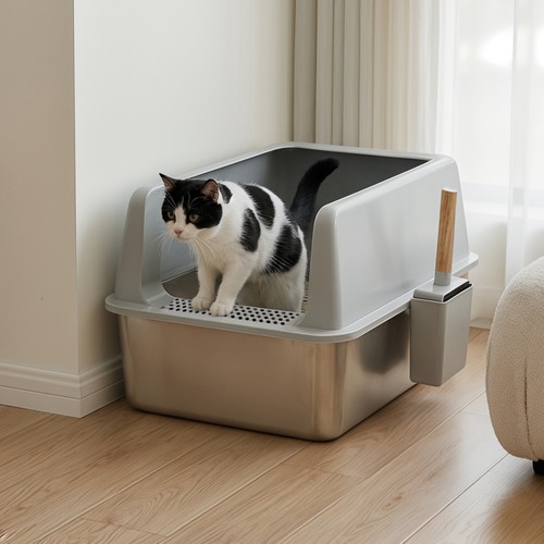 Stainless steel cat litter box - stainless,