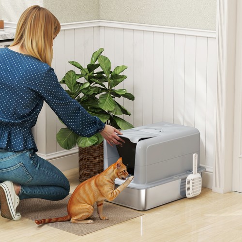 Stainless steel cat litter box - litter,