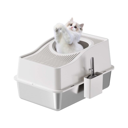 Stainless steel cat litter box - stainless,