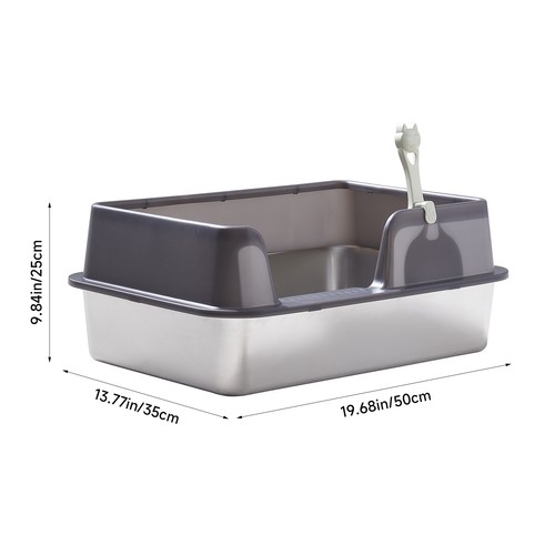 Stainless steel cat litter box - steel,