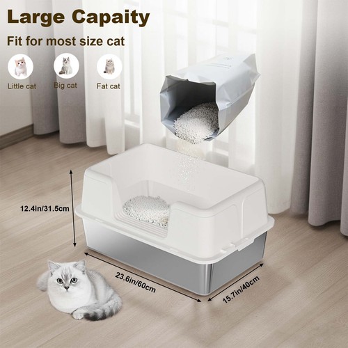 Stainless steel cat litter box - steel,