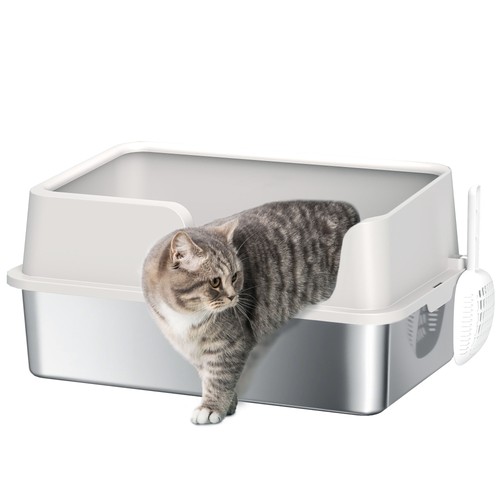 Pawhut stainless steel litter - stainless,