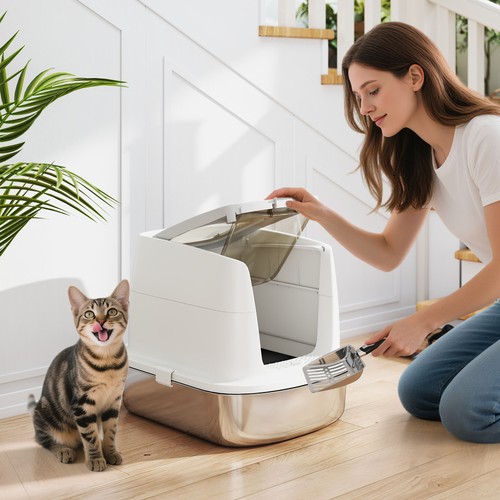Pawhut stainless steel litter - stainless,