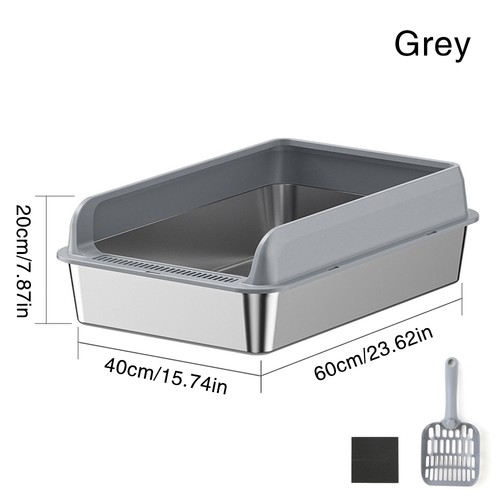 Stainless steel cat litter box - steel,