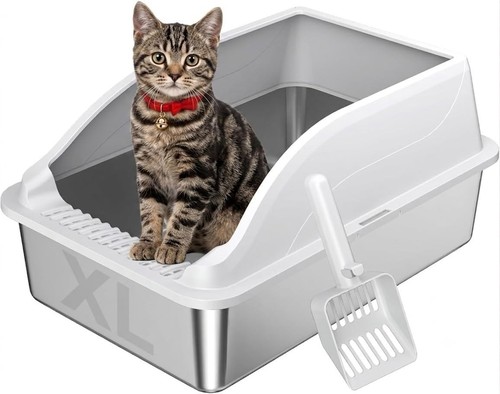 Stainless steel cat litter box - stainless,
