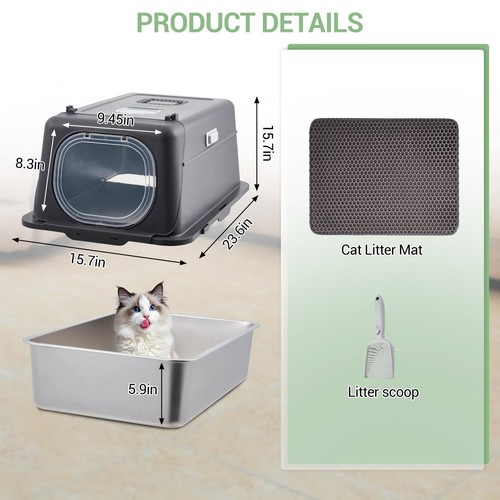 Stainless steel cat litter box - steel,