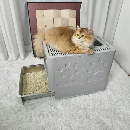 Enclosed cat litter box with - enclosed,