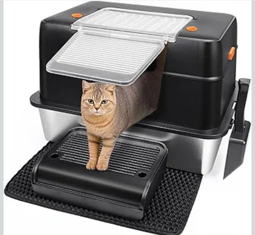 Stainless steel cat - steel, litter