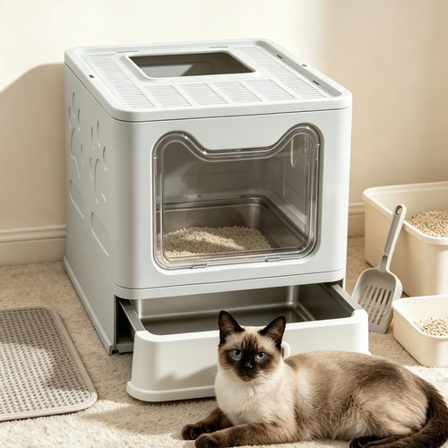 Large cat litter box front - box,