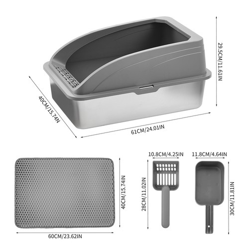 Stainless steel cat litter box - litter,