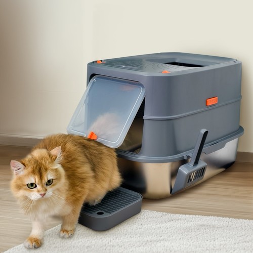 Xxl stainless steel cat litter - steel,
