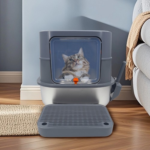 Stainless steel cat litter box - stainless,