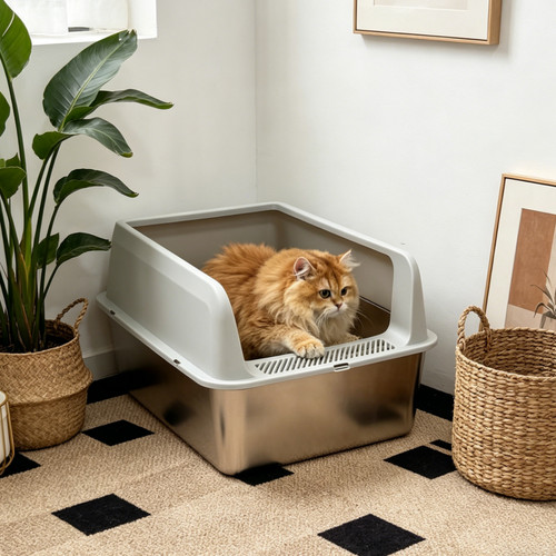 Stainless steel cat - xl, litter